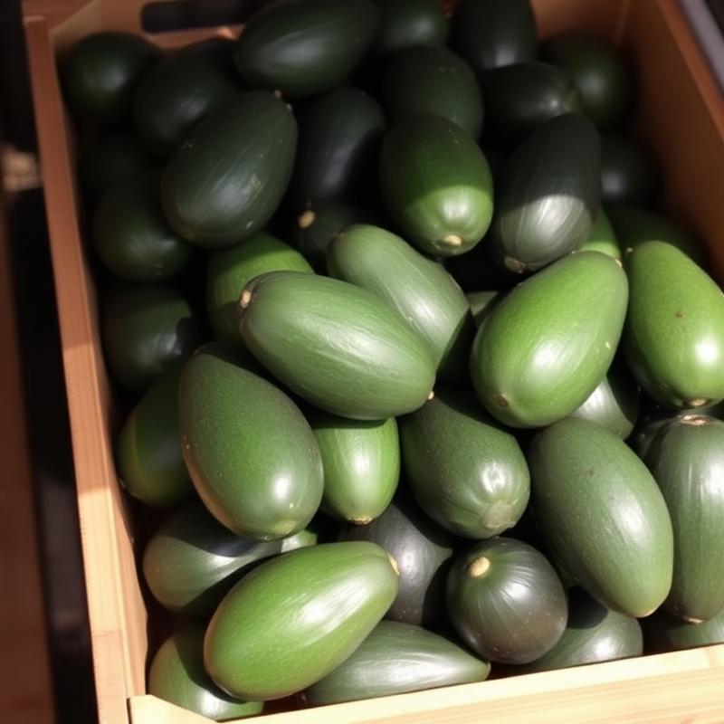 Abacates verdes selecionados para abastecimento de hortifrutis e sacolões